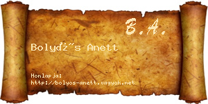 Bolyós Anett névjegykártya