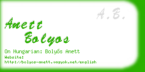 anett bolyos business card