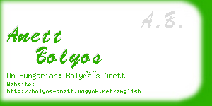 anett bolyos business card